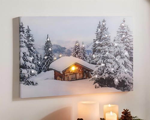 Led wandbild wintertraum - led,