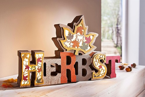 Led schriftzug herbst - herbst, holz