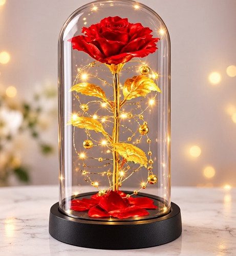 Dekoglas glasglocke rote rose - rote,