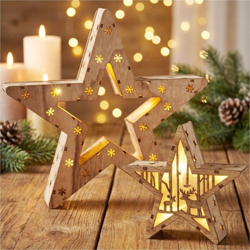 Zwei led holzsterne - holzsterne, 16