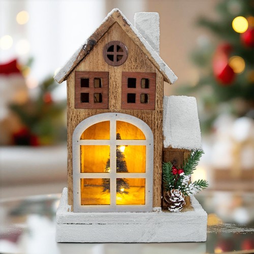 Led holz weihnachts haus - holz, mit